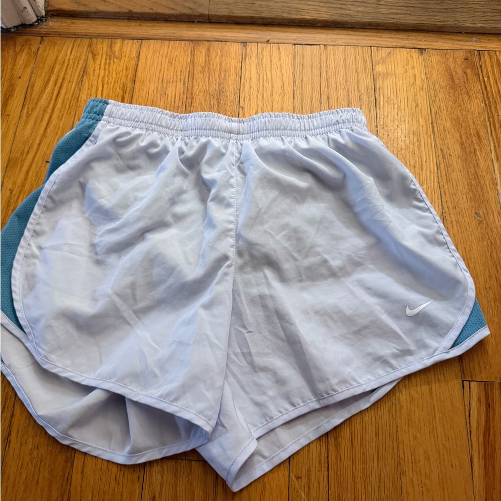 Nike Women’s Light Blue Athletic Shorts with Teal Panels